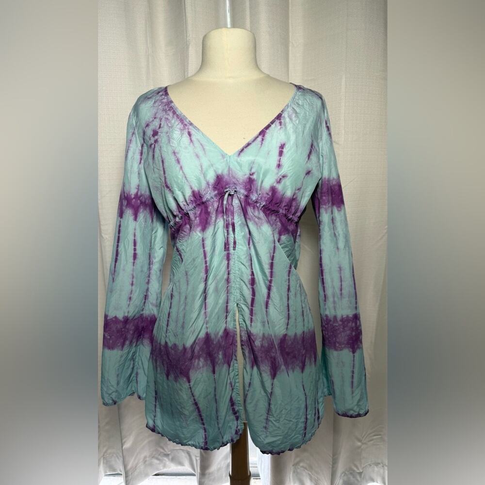 Lucky Brand Purple and Blue Tie-Dye Blouse